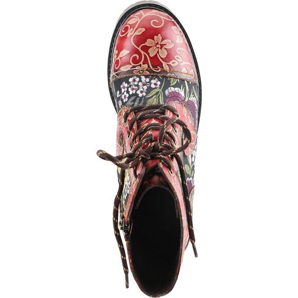 L'Artiste by Spring Step Womens Fantastic Leather Combi Bootie -- Red Multi NEW - Picture 5 of 7